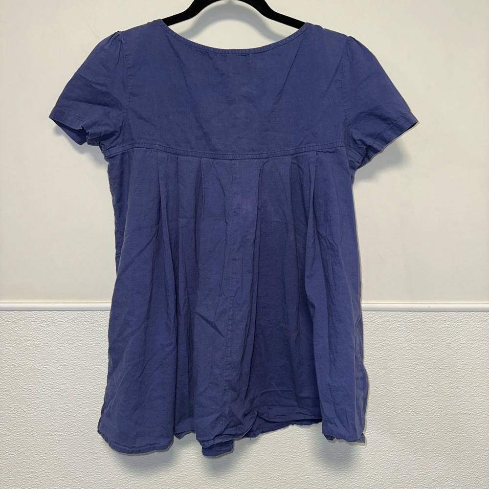 Forever 21 boho embroidered Mexican style oversized blouse blue & multicolored M - Picture 4 of 7
